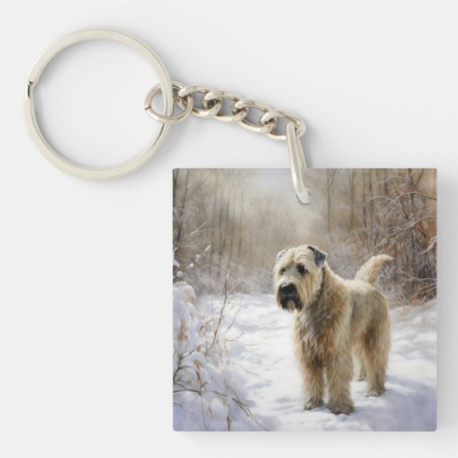 Wheaten Terrier Let It Snow Christmas  Keychain (Front)