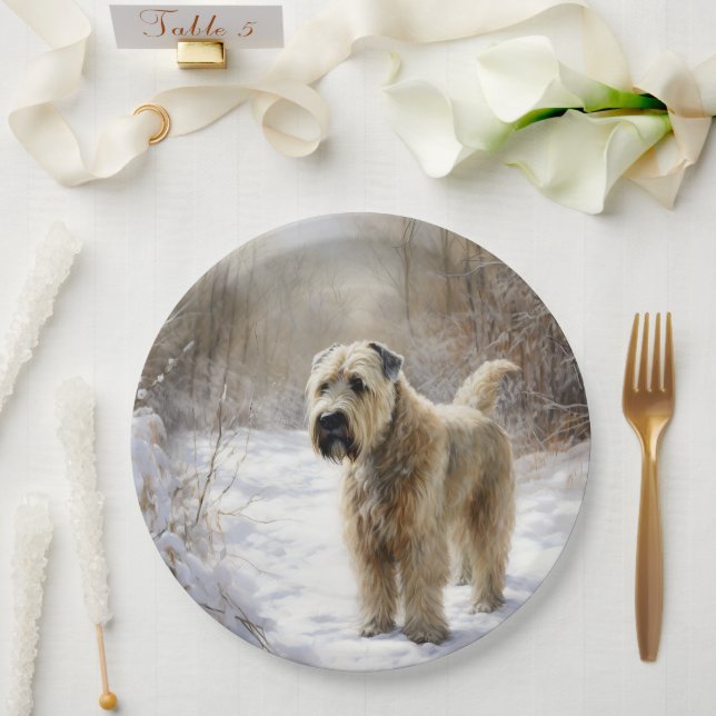 Wheaten Terrier Let It Snow Christmas  Paper Plates (Wedding)