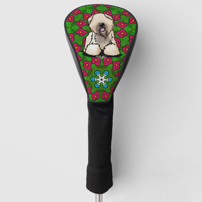 Wheaten Terrier Poppies Golf Head Cover (Front)