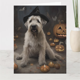 Wheaten Terrier Pumpkins Halloween Scary Card