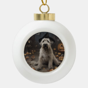 Wheaten Terrier Pumpkins Halloween Scary Ceramic Ball Christmas Ornament