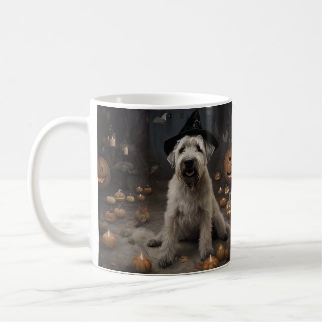 Wheaten Terrier Pumpkins Halloween Scary Coffee Mug (Left)