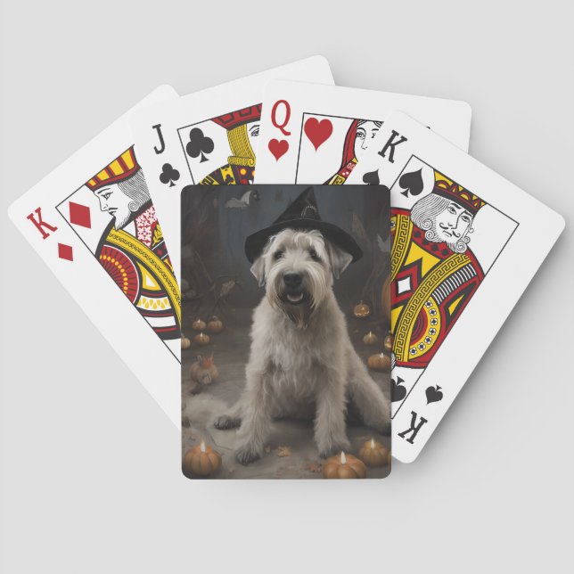 Wheaten Terrier Pumpkins Halloween Scary Poker Cards (Back)