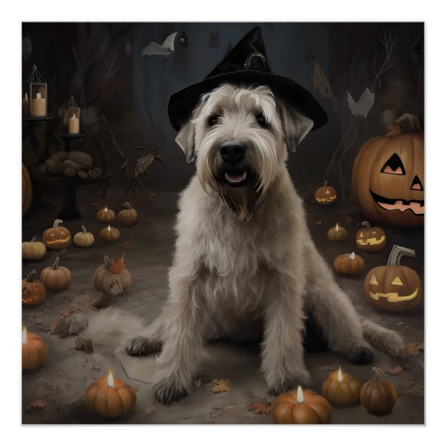 Wheaten Terrier Pumpkins Halloween Scary Poster (Front)