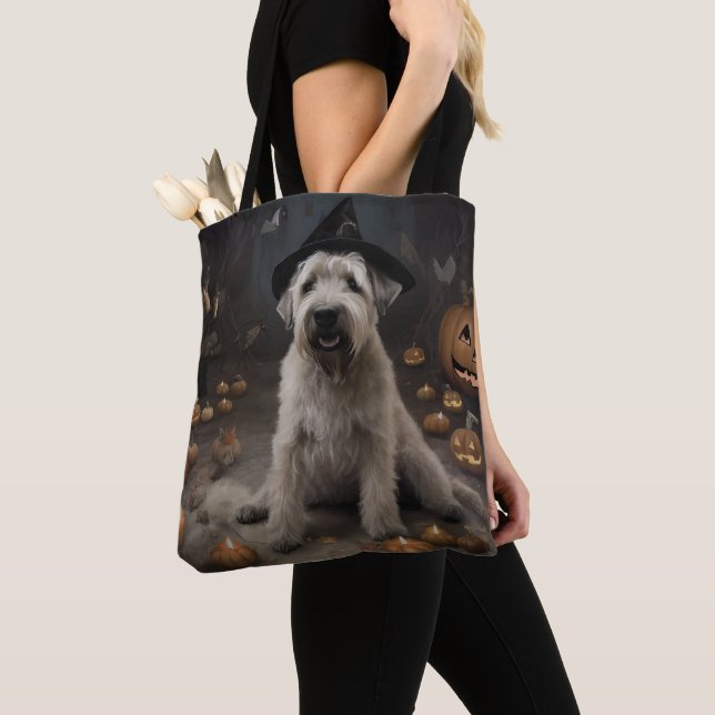 Wheaten Terrier Pumpkins Halloween Scary Tote Bag (Close Up)