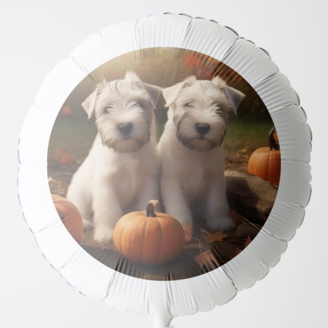 Wheaten Terrier Puppy Autumn Delight Pumpkin Balloon (Front)