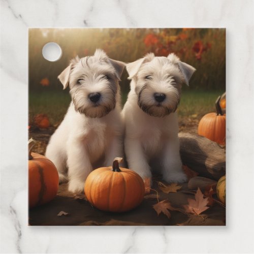 Wheaten Terrier Puppy Autumn Delight Pumpkin Favor Tags