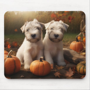 Wheaten Terrier Puppy Autumn Delight Pumpkin Mouse Pad