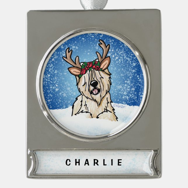 Wheaten Terrier Reindeer Christmas Ornament (Front)