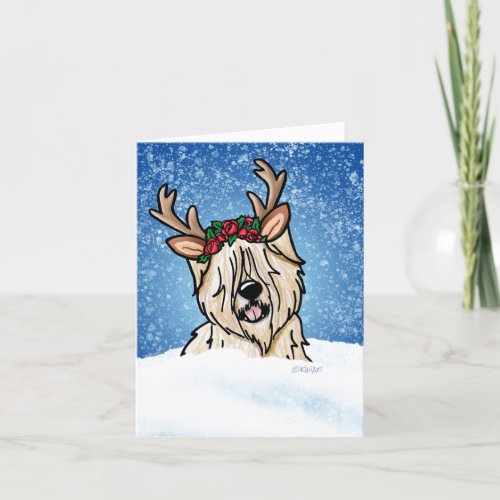 Wheaten Terrier Reindeer Holiday Card