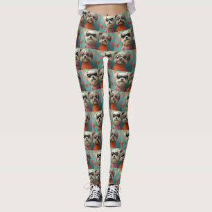 Wheaten Terrier with Heart Roses Valentine's Day Leggings