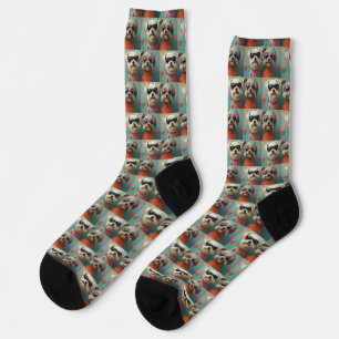 Wheaten Terrier with Heart Roses Valentine's Day Socks