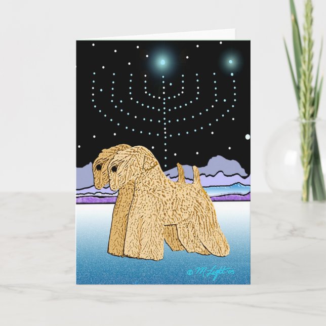 "Wheaten Terriers at Chanukah" Holiday Card (Front)