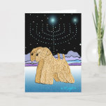 "Wheaten Terriers at Chanukah" Holiday Card<br><div class="desc">"Wheaten Terriers at Chanukah" is a unique art design for the Jewish holiday "Chanukah, " featuring two soft coated wheaten terriers and a Hanukkah menorah lit by the stars. We've left the inside of the card blank for you to customize.  Original wheaten artwork Â© Melanie Light 2005.</div>