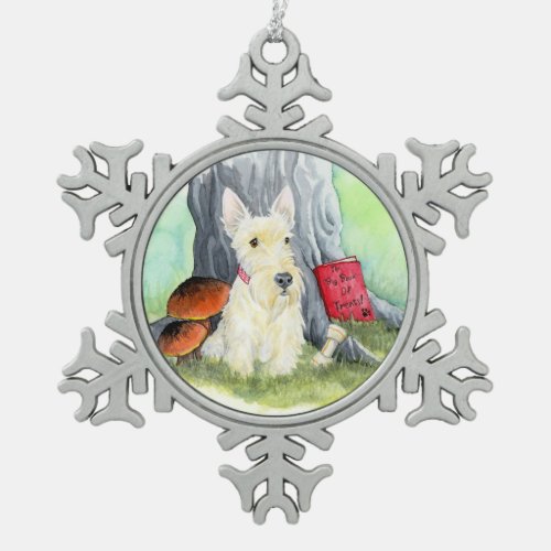 Wheaten Wiggles in the Wood Snowflake Pewter Christmas Ornament