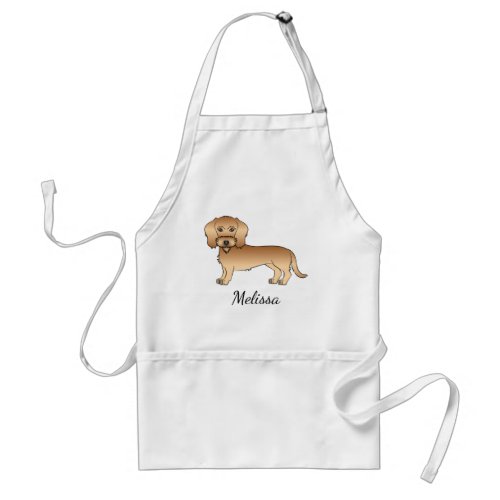 Wheaten Wire Haired Dachshund Cartoon Dog And Name Adult Apron