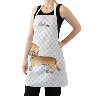 Wheaten Wire Haired Dachshund Cartoon Dog And Name Apron