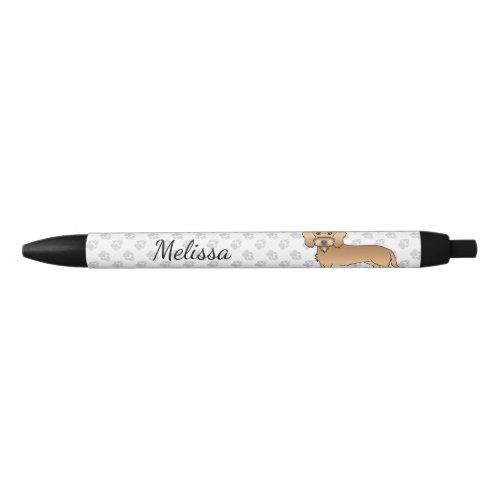Wheaten Wire Haired Dachshund Cartoon Dog And Name Black Ink Pen