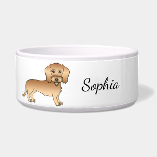 Wheaten Wire Haired Dachshund Cartoon Dog And Name Bowl