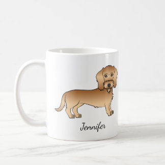 Wheaten Wire Haired Dachshund Cartoon Dog And Name Coffee Mug