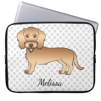 Wheaten Wire Haired Dachshund Cartoon Dog And Name Laptop Sleeve