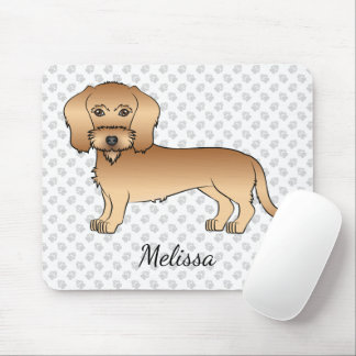 Wheaten Wire Haired Dachshund Cartoon Dog And Name Mouse Pad