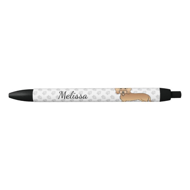 Wheaten Wire Haired Dachshund Cartoon Dog And Name Pen (Front)