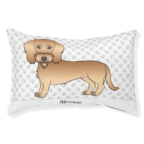 Wheaten Wire Haired Dachshund Cartoon Dog And Name Pet Bed