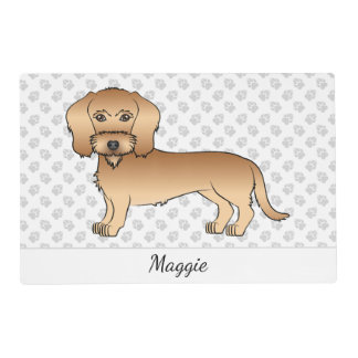Wheaten Wire Haired Dachshund Cartoon Dog And Name Placemat