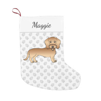 Wheaten Wire Haired Dachshund Cartoon Dog And Name Small Christmas Stocking