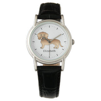 Wheaten Wire Haired Dachshund Cartoon Dog And Name Watch