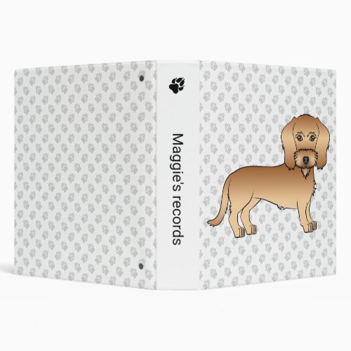 Wheaten Wire Haired Dachshund Cartoon Dog And Paws 3 Ring Binder