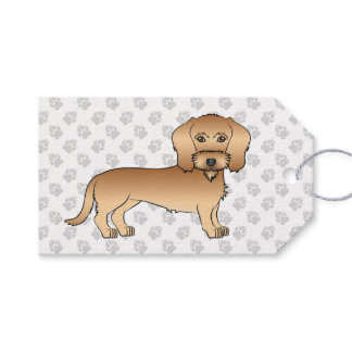 Wheaten Wire Haired Dachshund Cartoon Dog And Paws Gift Tags