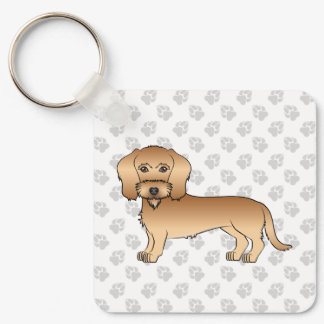 Wheaten Wire Haired Dachshund Cartoon Dog And Paws Keychain