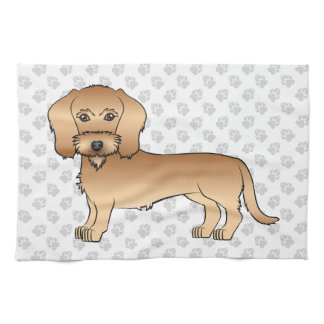 Wheaten Wire Haired Dachshund Cartoon Dog And Paws Kitchen Towel