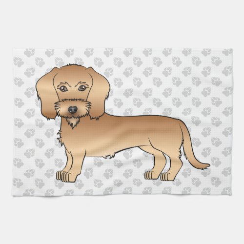 Wheaten Wire Haired Dachshund Cartoon Dog And Paws Kitchen Towel