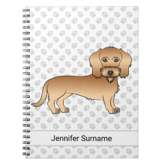 Wheaten Wire Haired Dachshund Cartoon Dog And Paws Notebook
