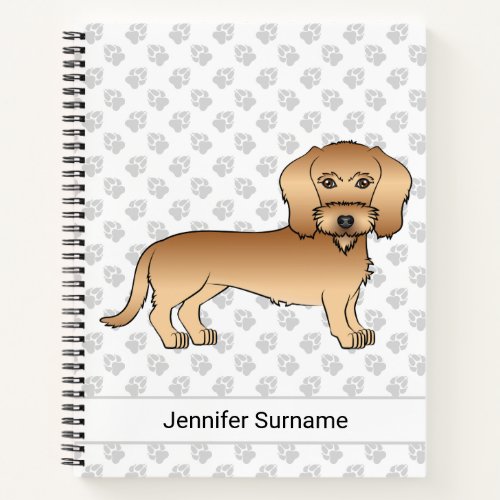 Wheaten Wire Haired Dachshund Cartoon Dog And Paws Notebook
