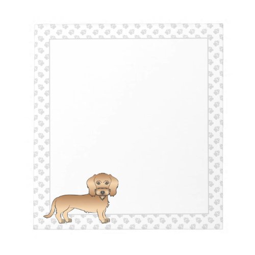 Wheaten Wire Haired Dachshund Cartoon Dog And Paws Notepad