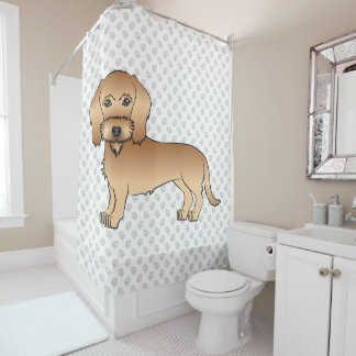 Wheaten Wire Haired Dachshund Cartoon Dog And Paws Shower Curtain