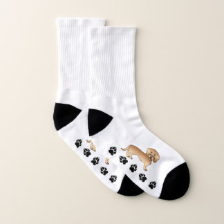 Wheaten Wire Haired Dachshund Cartoon Dog And Paws Socks