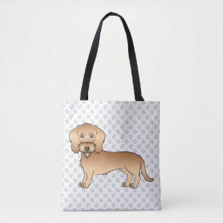 Wheaten Wire Haired Dachshund Cartoon Dog And Paws Tote Bag