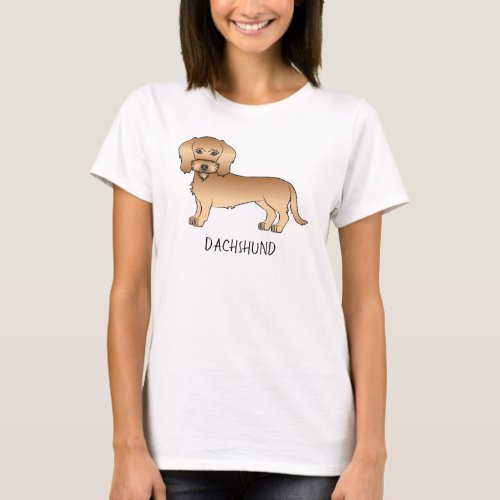 Wheaten Wire Haired Dachshund Cartoon Dog And Text T_Shirt