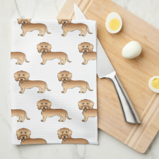 Wheaten Wire Haired Dachshund Cartoon Dog Pattern Kitchen Towel