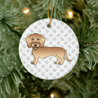 Wheaten Wire Haired Dachshund Cute Cartoon Dog Ceramic Ornament