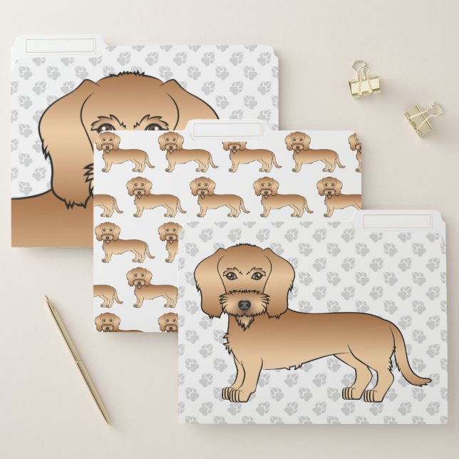 Wheaten Wire Haired Dachshund Cute Cartoon Dog File Folder (Set)