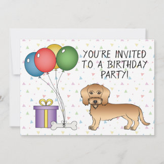 Wheaten Wire Haired Dachshund Cute Dog - Birthday Invitation