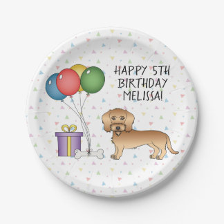 Wheaten Wire Haired Dachshund Cute Dog - Birthday Paper Plates