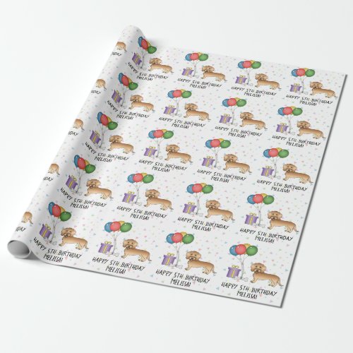 Wheaten Wire Haired Dachshund Cute Dog _ Birthday Wrapping Paper