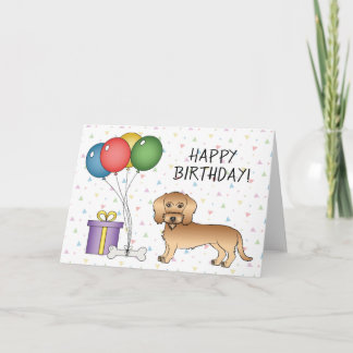 Wheaten Wire Haired Dachshund Dog Happy Birthday Card